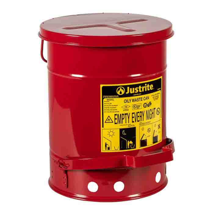 Justrite 23 Litre Steel Oily Waste Can