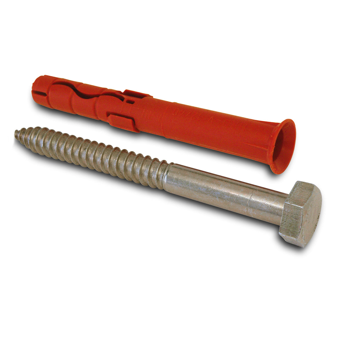 Metal screw with red plastic sleeve