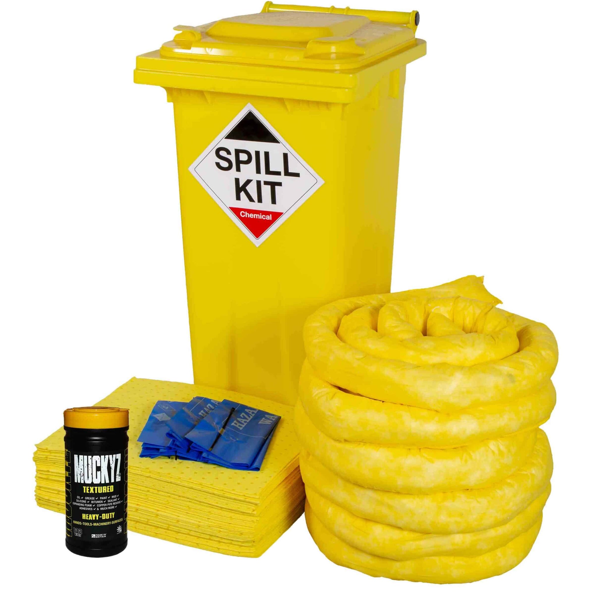 120 Litre Chemical Yellow Wheelie Bin Spill Kit