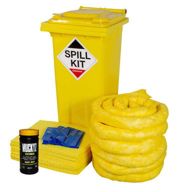 120 Litre Chemical Yellow Wheelie Bin Spill Kit