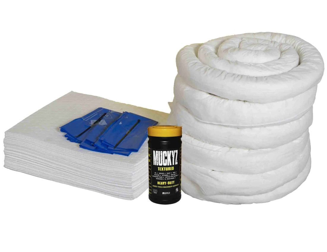 120 Litre Oil and Fuel Yellow Wheelie Bin Spill Kit