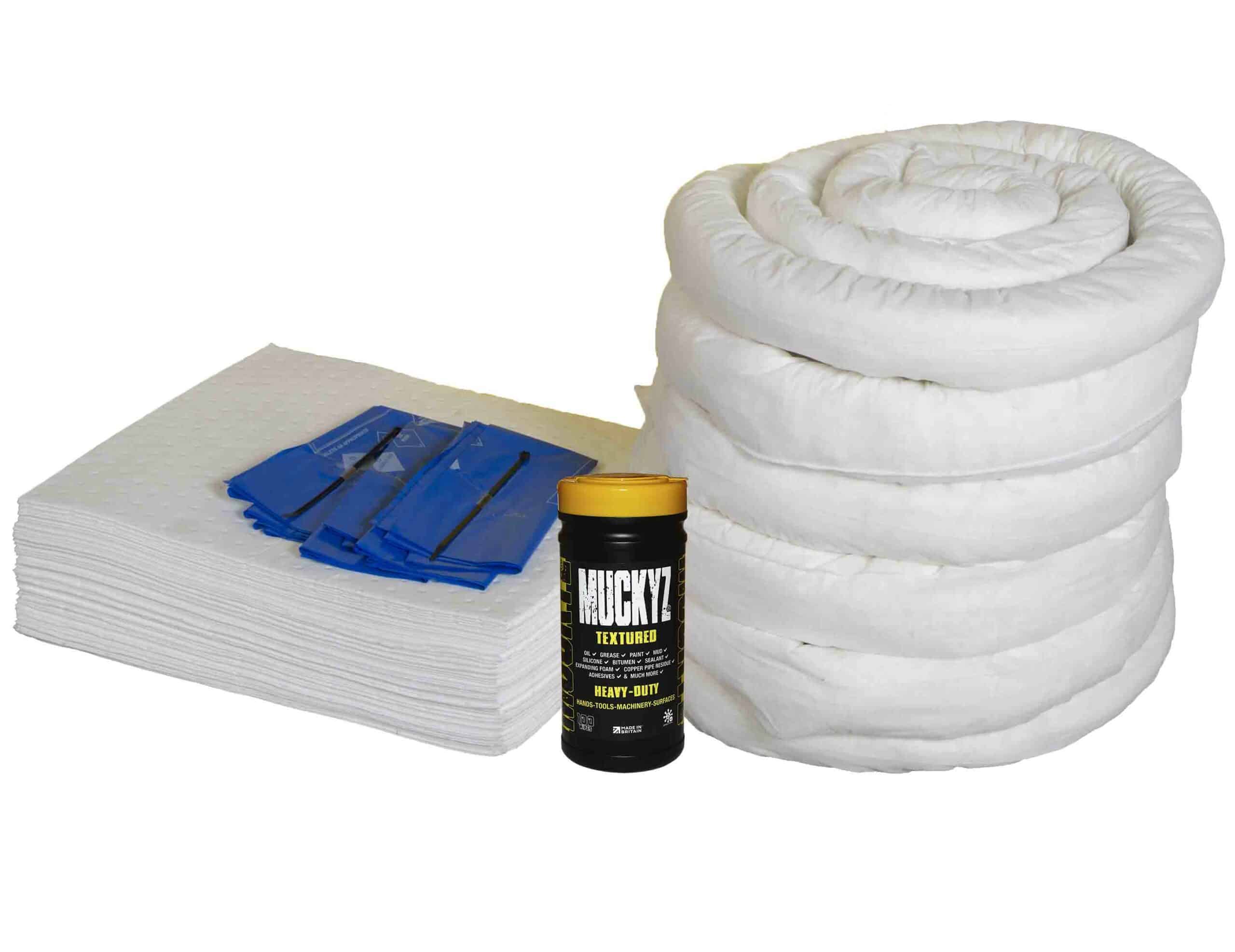 120 Litre Oil and Fuel Yellow Wheelie Bin Spill Kit