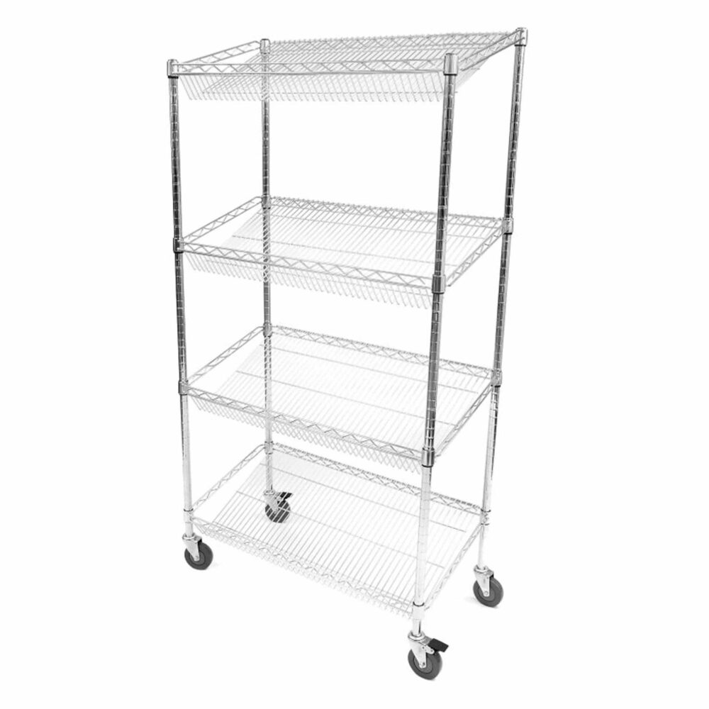Chrome Wire Sloped Shelf Trolley