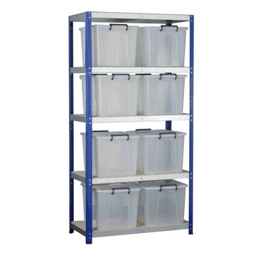 Ecorax Shelving with 8 Storemaster Containers