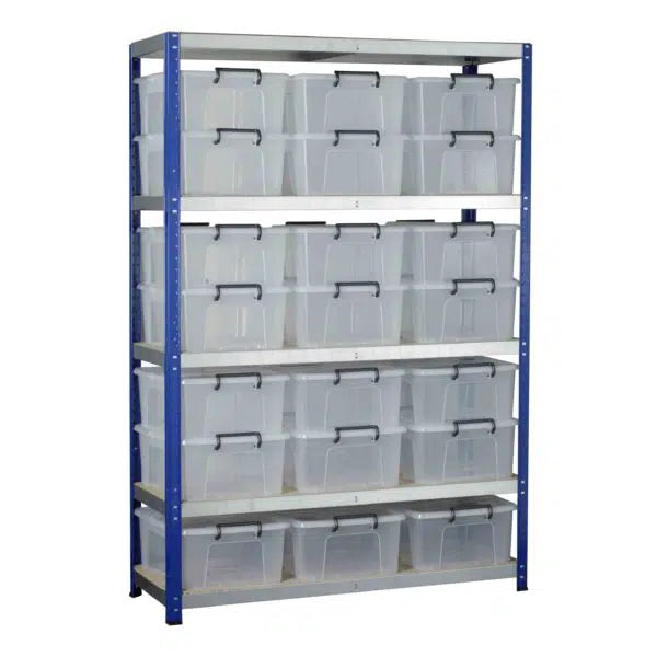 Ecorax Shelving with 21 Storemaster Containers