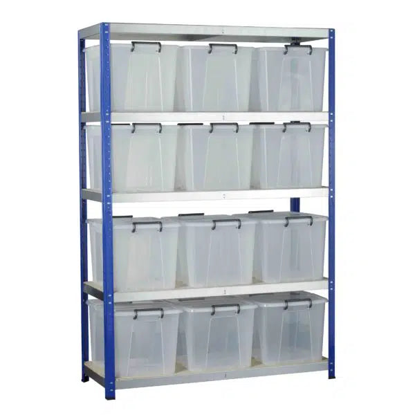 Ecorax Shelving with 12 Storemaster Containers