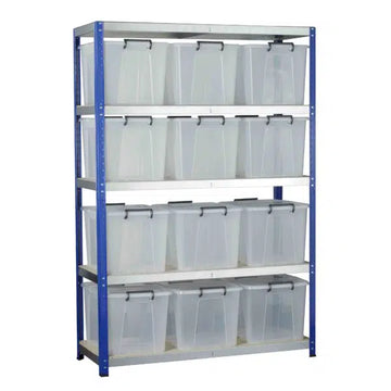 Ecorax Shelving with 12 Storemaster Containers