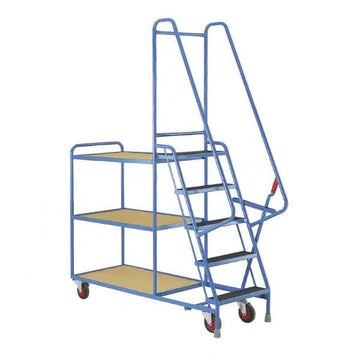 Step Tray Trolley with Fixed Plywood Shelves