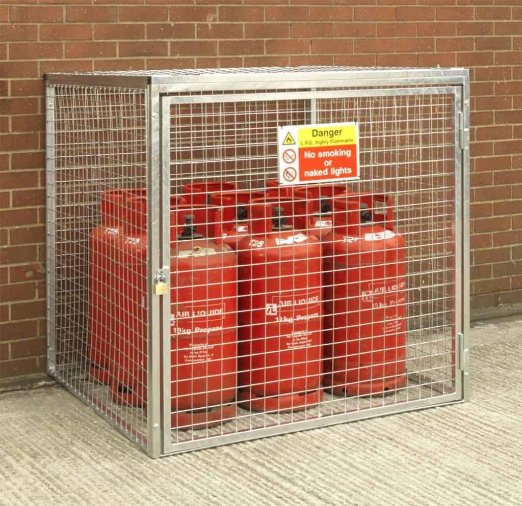Galvanised 9 x 19kg gas cylinder cage for secure gas bottle storage