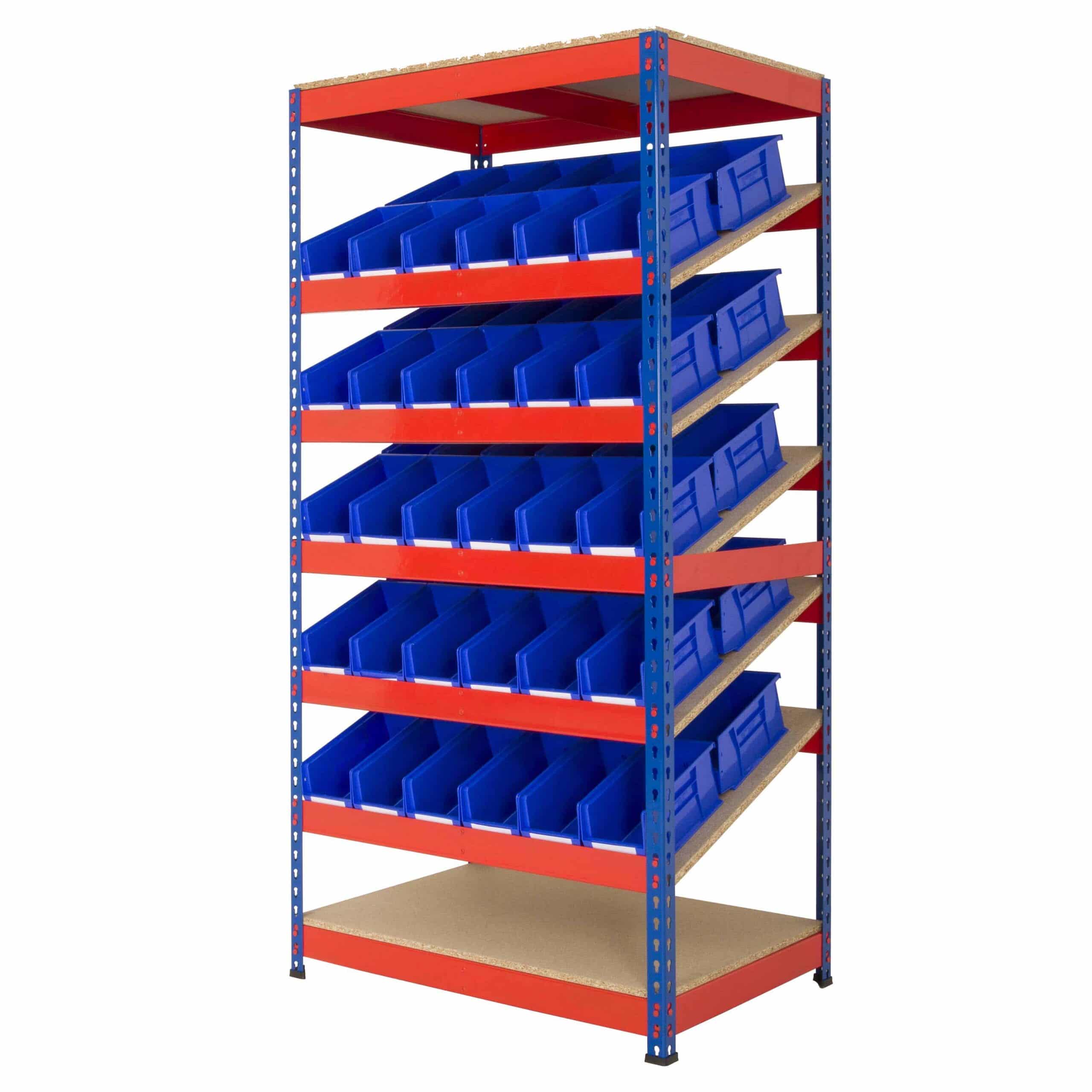 ANCO Rivet Kanban Shelving with Plastic Bins