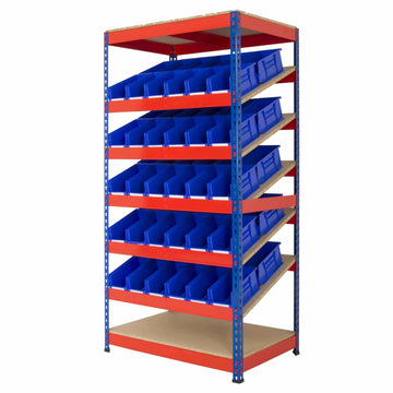 ANCO Rivet Kanban Shelving with Plastic Bins