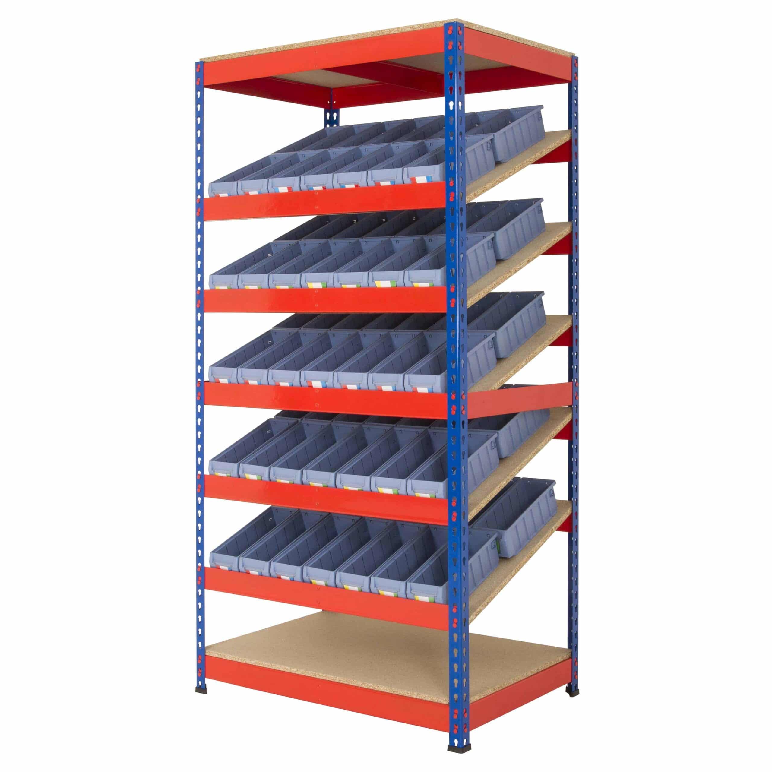 ANCO Rivet Kanban Shelving with Plastic Shelf Trays