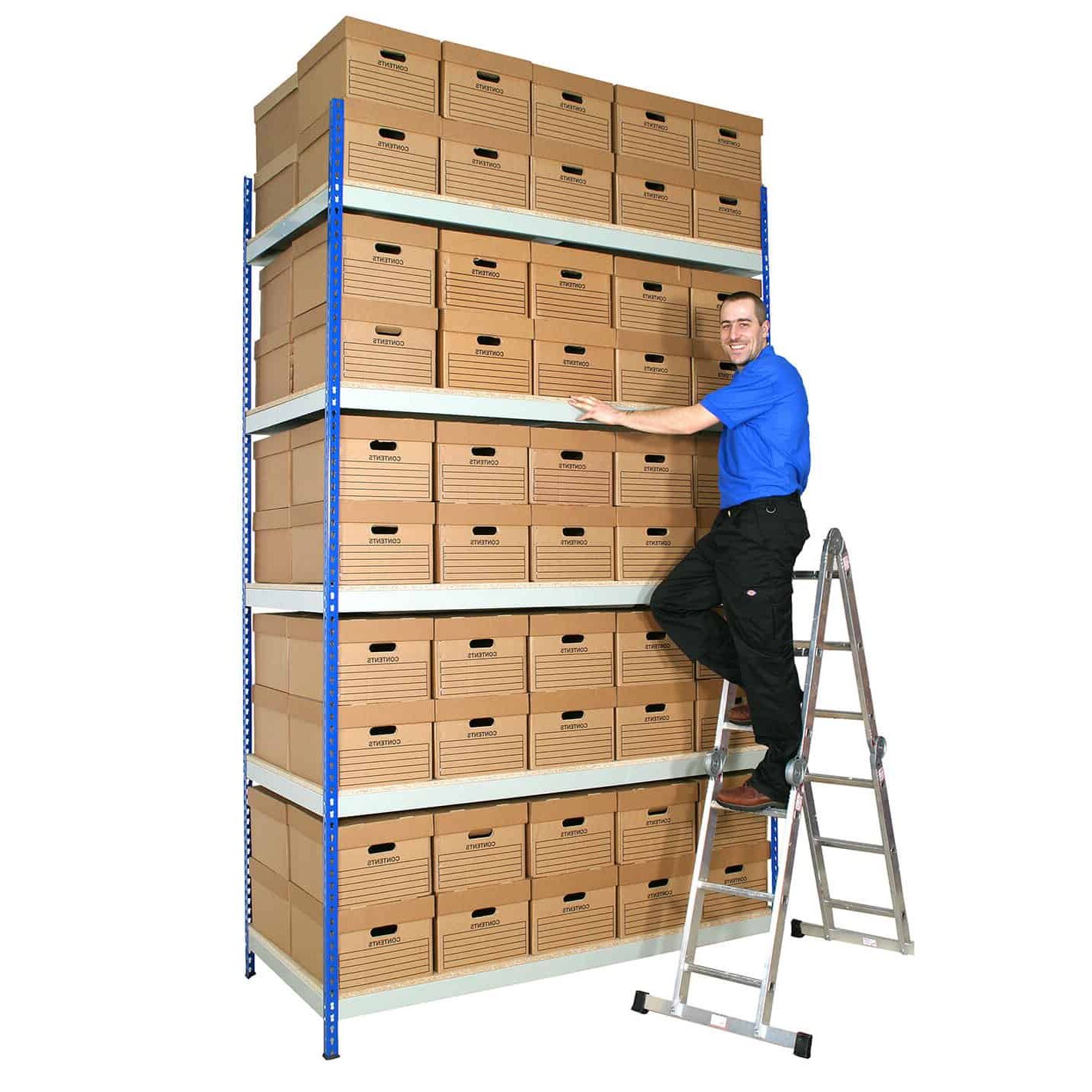 Rivet Racking Archive with 60 Boxes 1830mm Wide