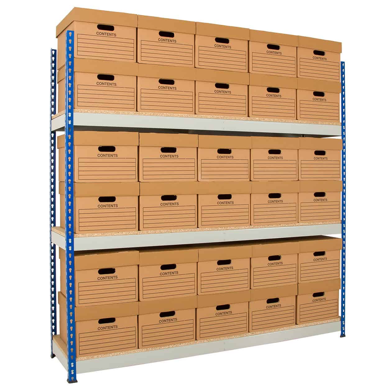 Rivet Racking Archive with 24 Boxes 1525mm Wide