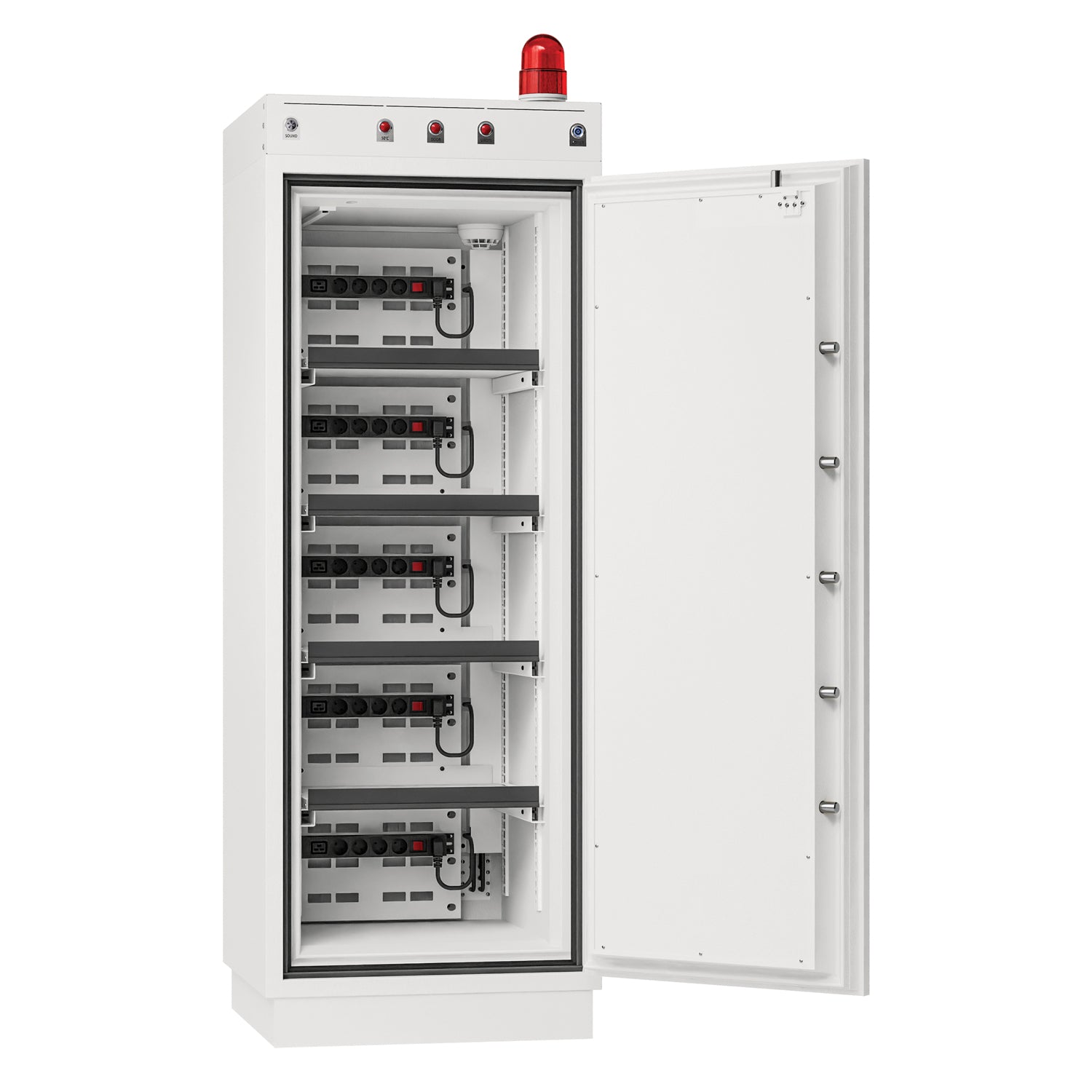 Phoenix Battery Commander Pro BS1945 lithium battery storage and charging cabinet internal view