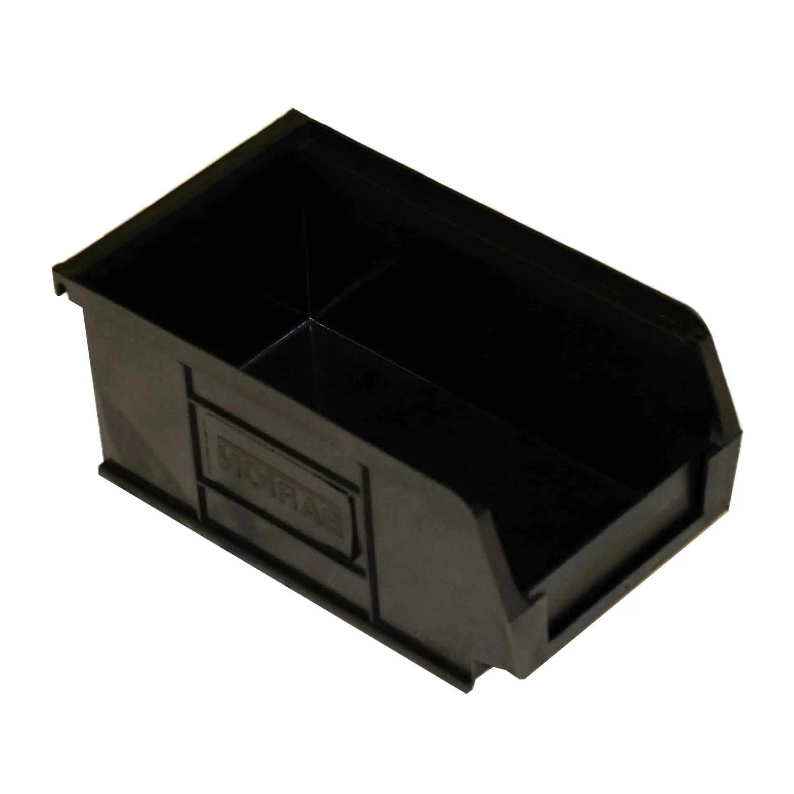 Black Recycled TC2 Barton Storage Bin for storing small parts and components.