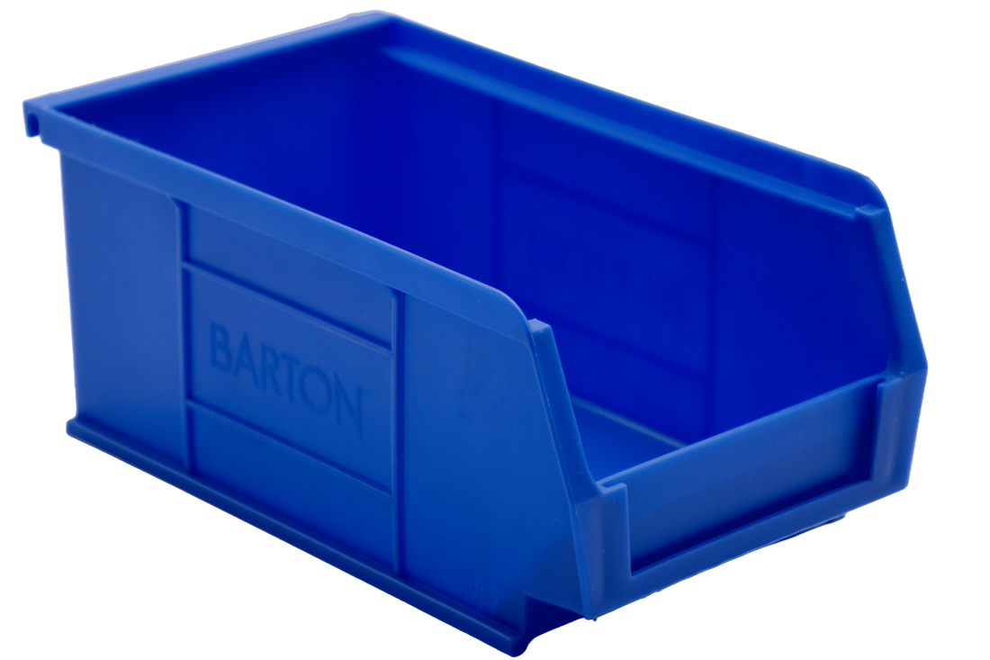 Red Barton TC2 storage bin for organising components, fixings, and small parts in industrial shelving.