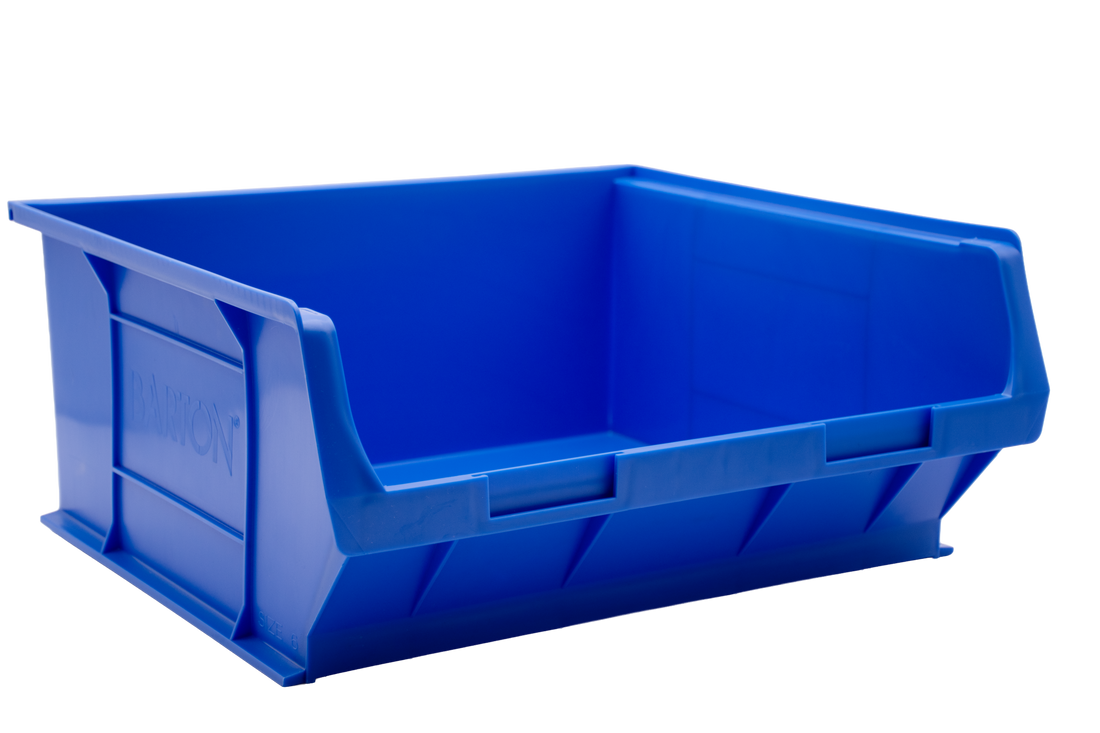 Red Barton TC6 plastic storage bin for organised small parts storage, ideal for warehouse shelving, workshops, and industrial component management.