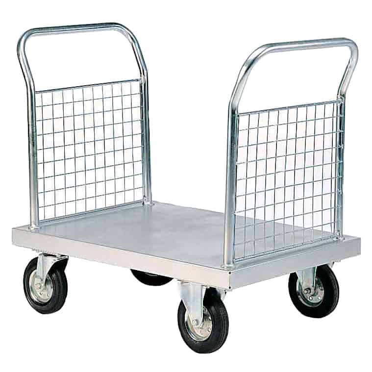 Bright Zinc Plated Platform Truck with Two Fixed Mesh Ends