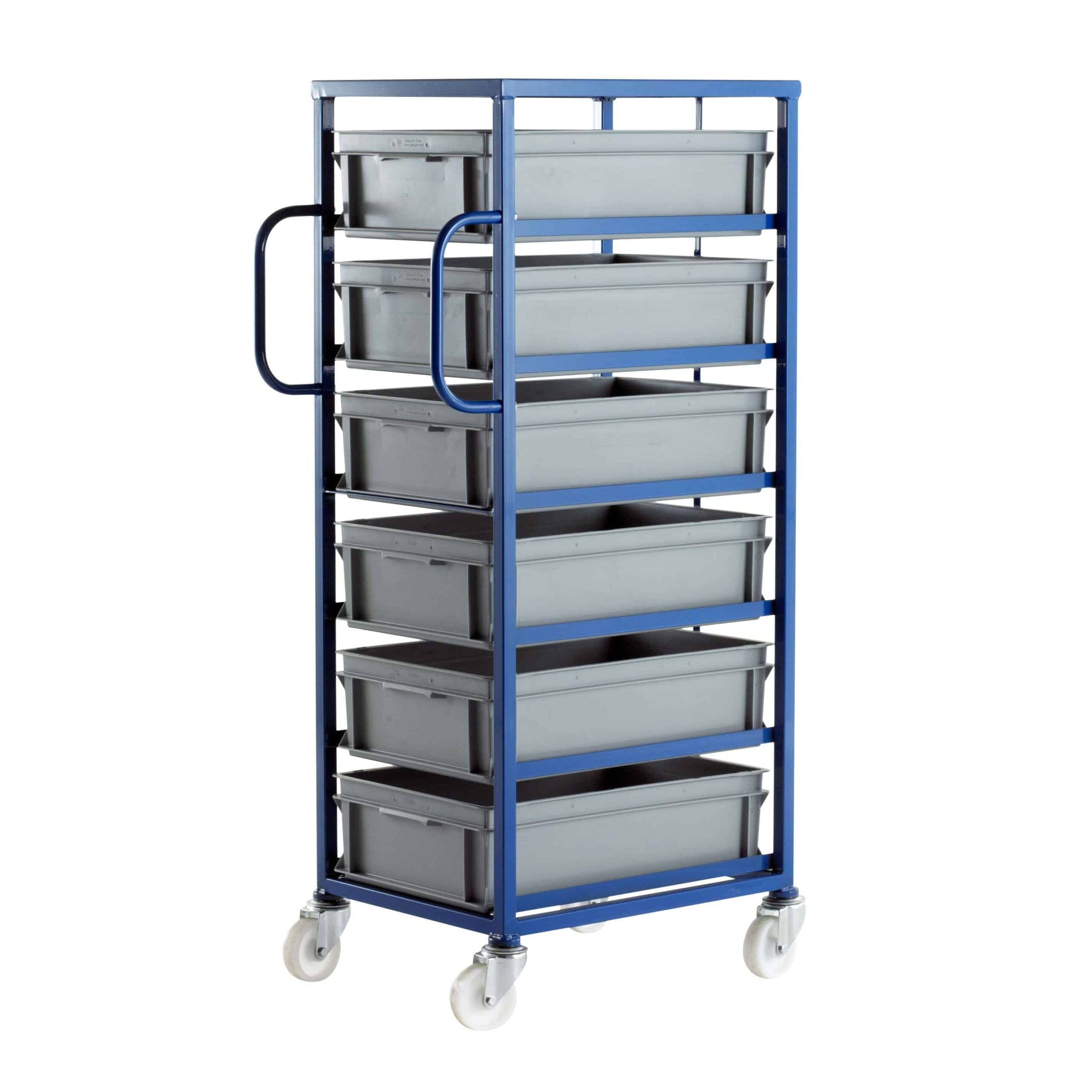 Tray Racks With Containers CT56 Mobile Tray Racks | Euro Container Tray Storage