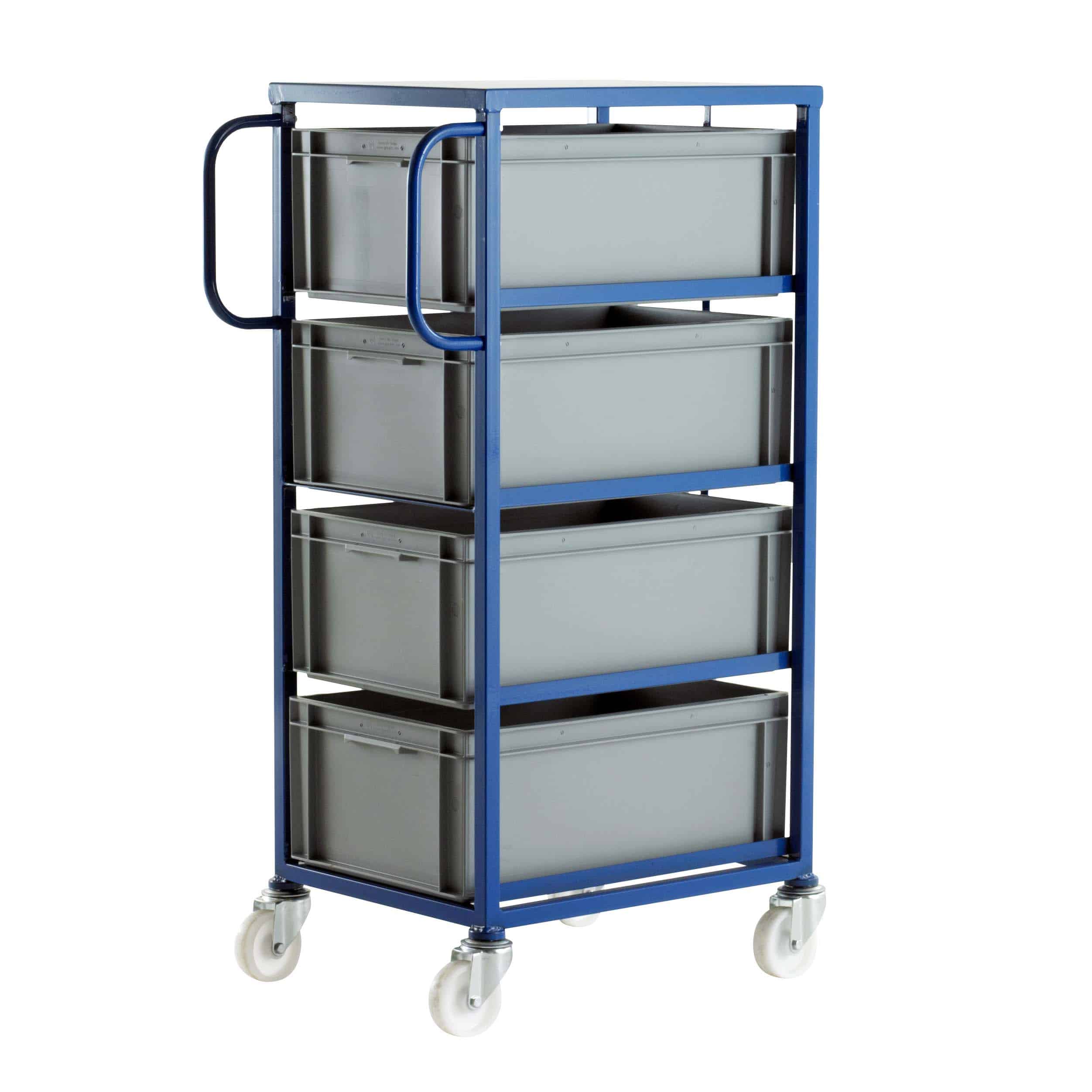 Tray Racks With Containers CT64 Mobile Tray Racks | Euro Container Tray Storage