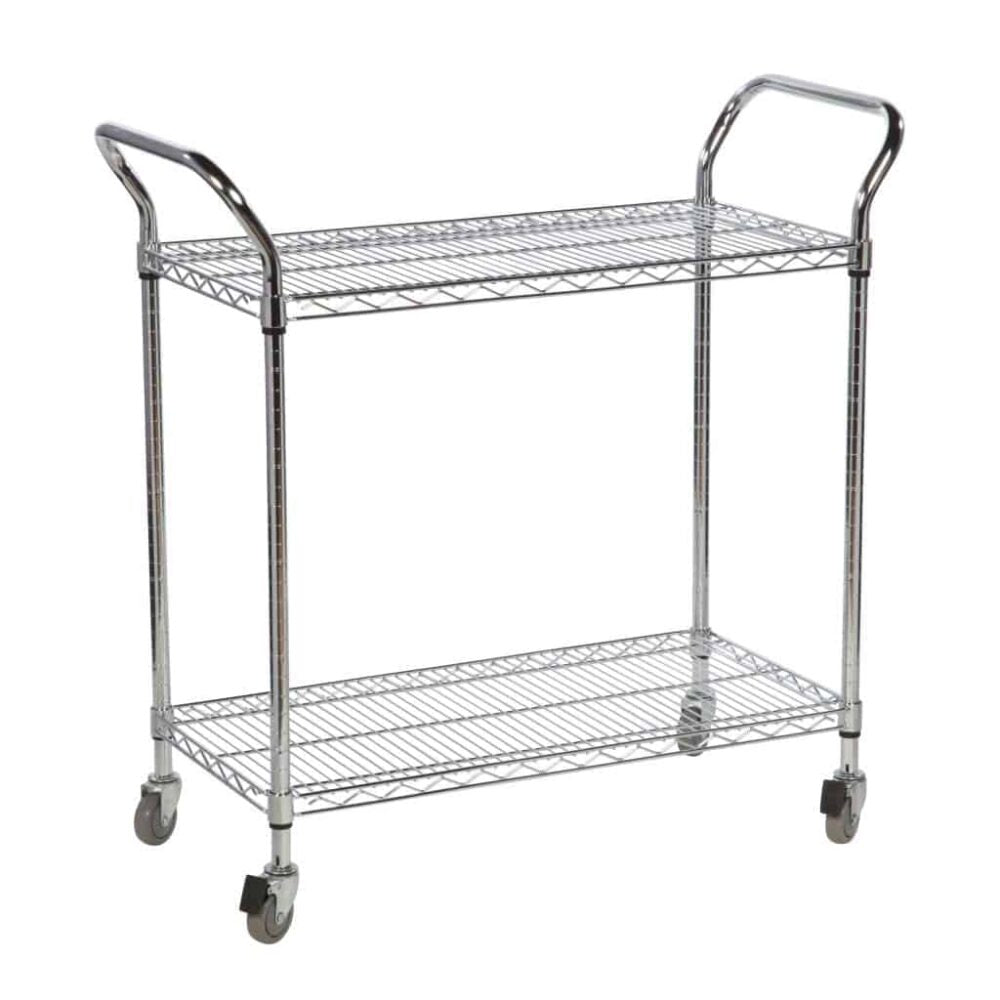 Chrome Wire 2 Shelf Trolley 760mm Long