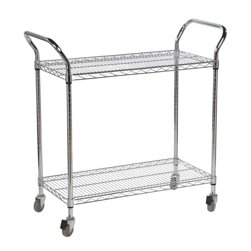 Chrome Wire 2 Shelf Trolley 610mm Long