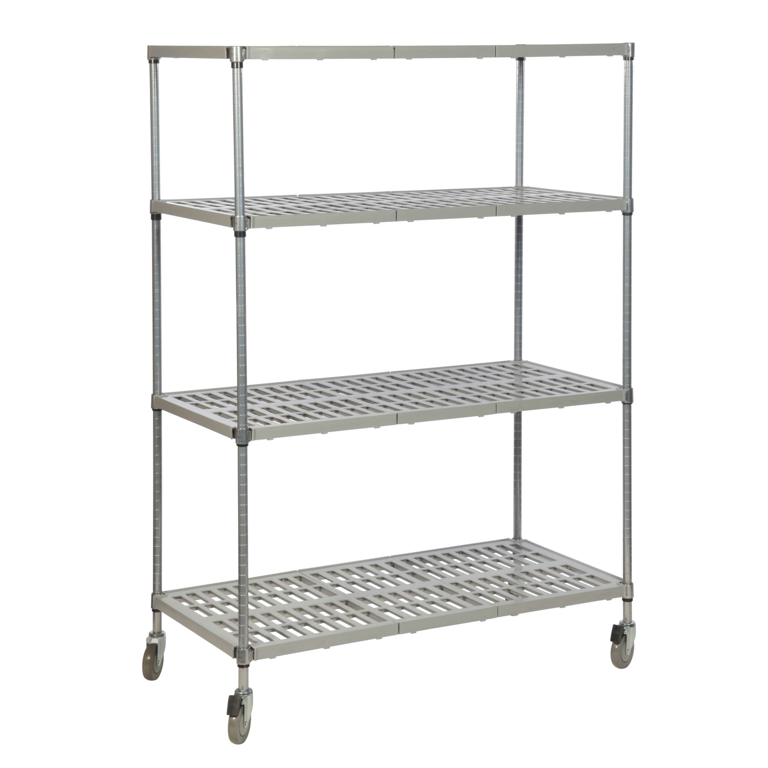 Mobile Plastic Plus Shelving 4 Tier Vented Bay 610mm Deep