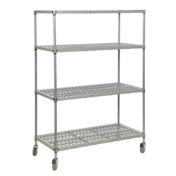 Mobile Plastic Plus Shelving 4 Tier Vented Bay 610mm Deep