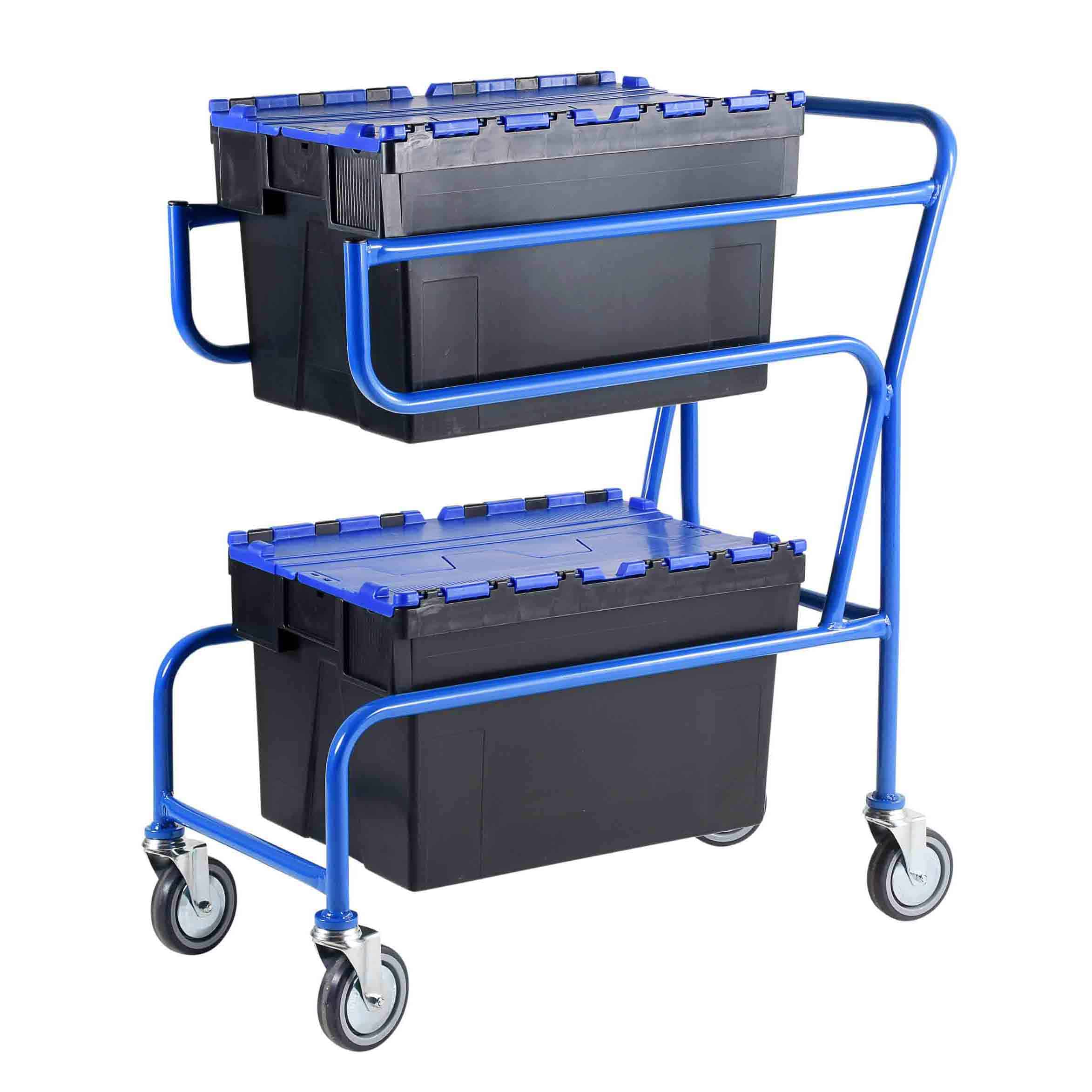 Multi-Trip Blue Lidded Euro Container Trolley