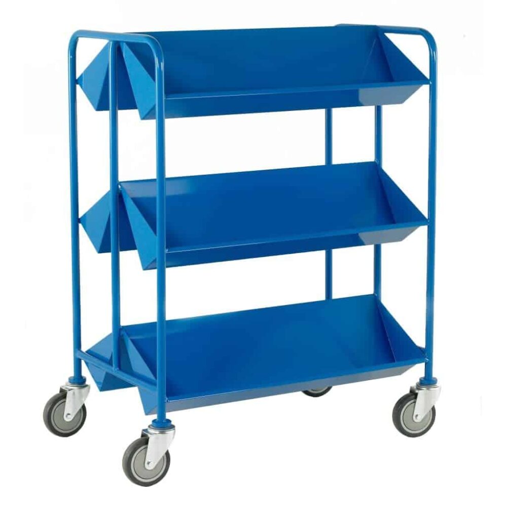 Double Sided Book Trolley with Angled Shelves