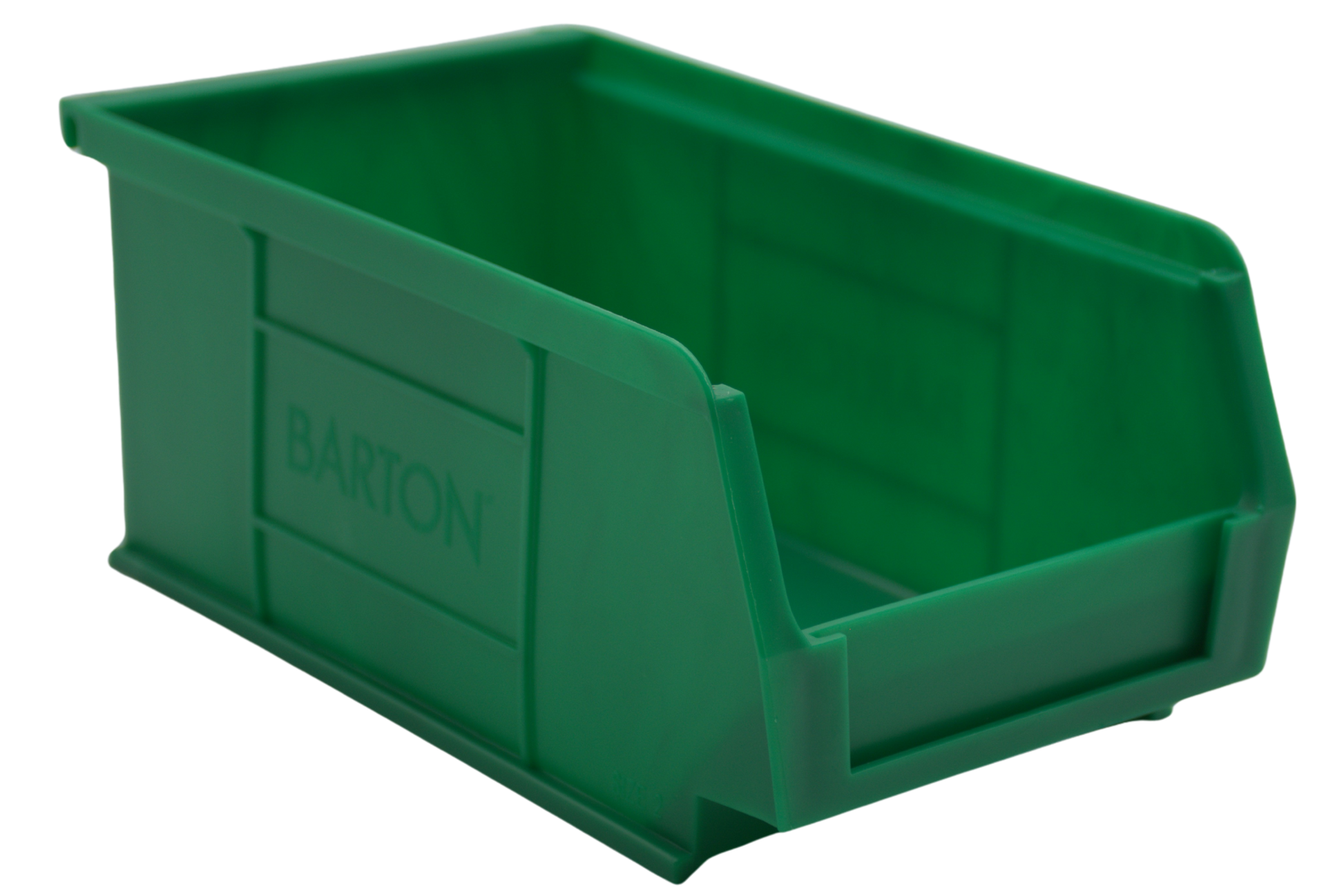 Green Barton TC2 storage bin for organising components, fixings, and small parts in industrial shelving.