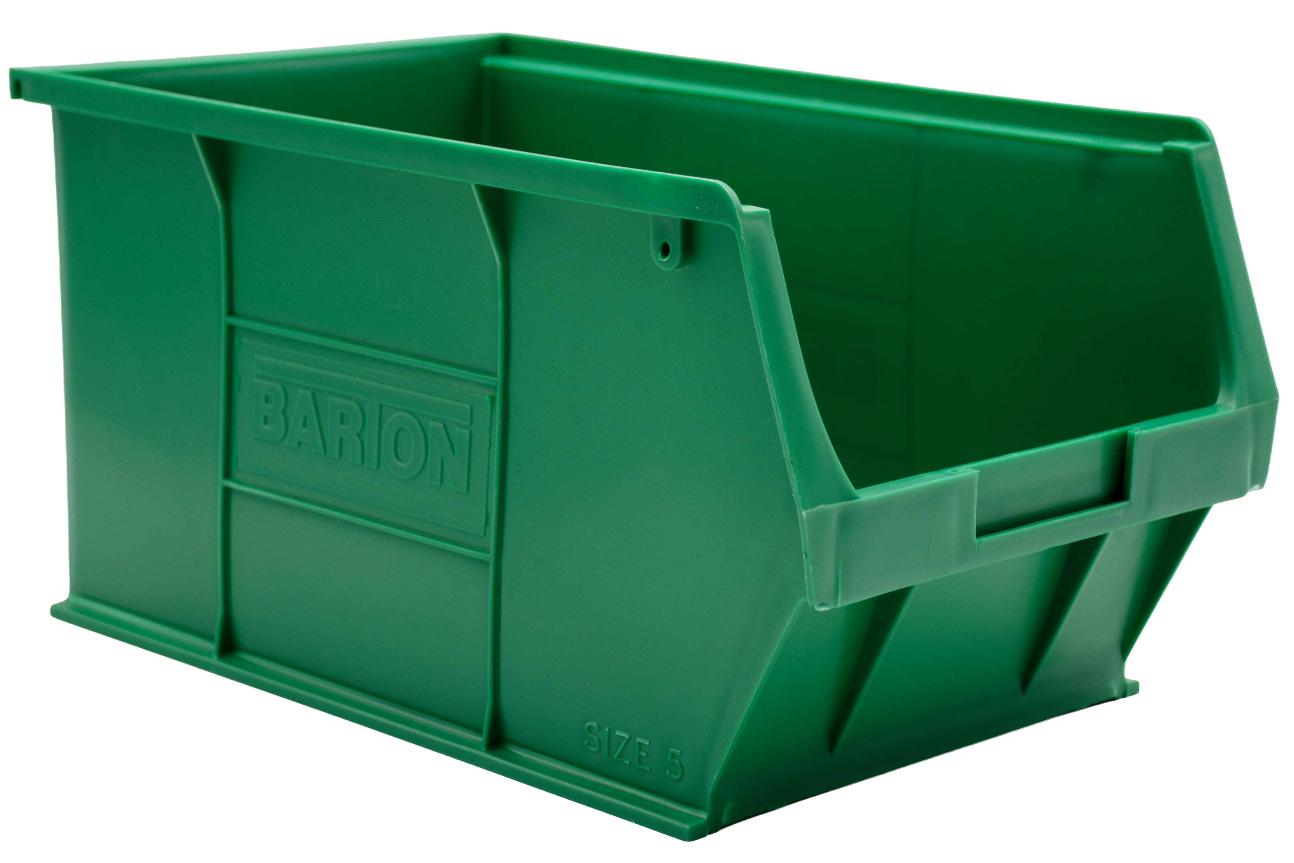 Green Barton TC5 plastic storage bin designed for efficient component storage, stock control, and organisation on shelving units.