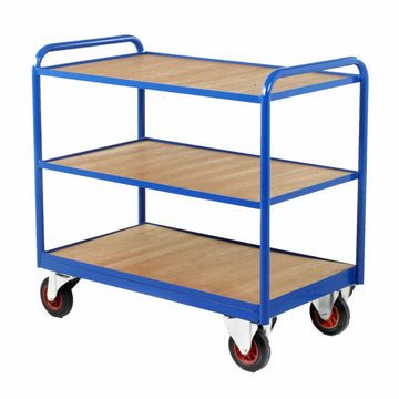 Industrial Tray Trolley with Three Timber Panels