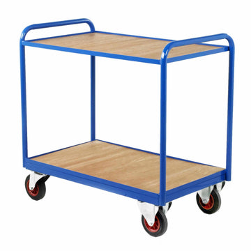 Industrial Tray Trolley with Two Timber Panels