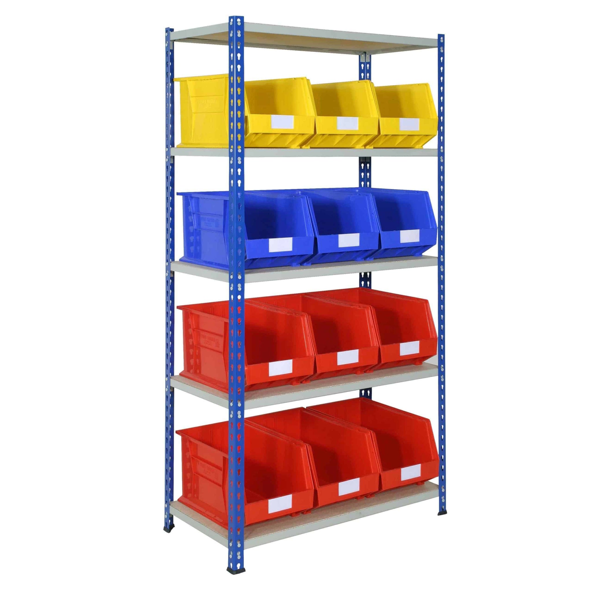 J Rivet Racking with 12 Plastic Bins