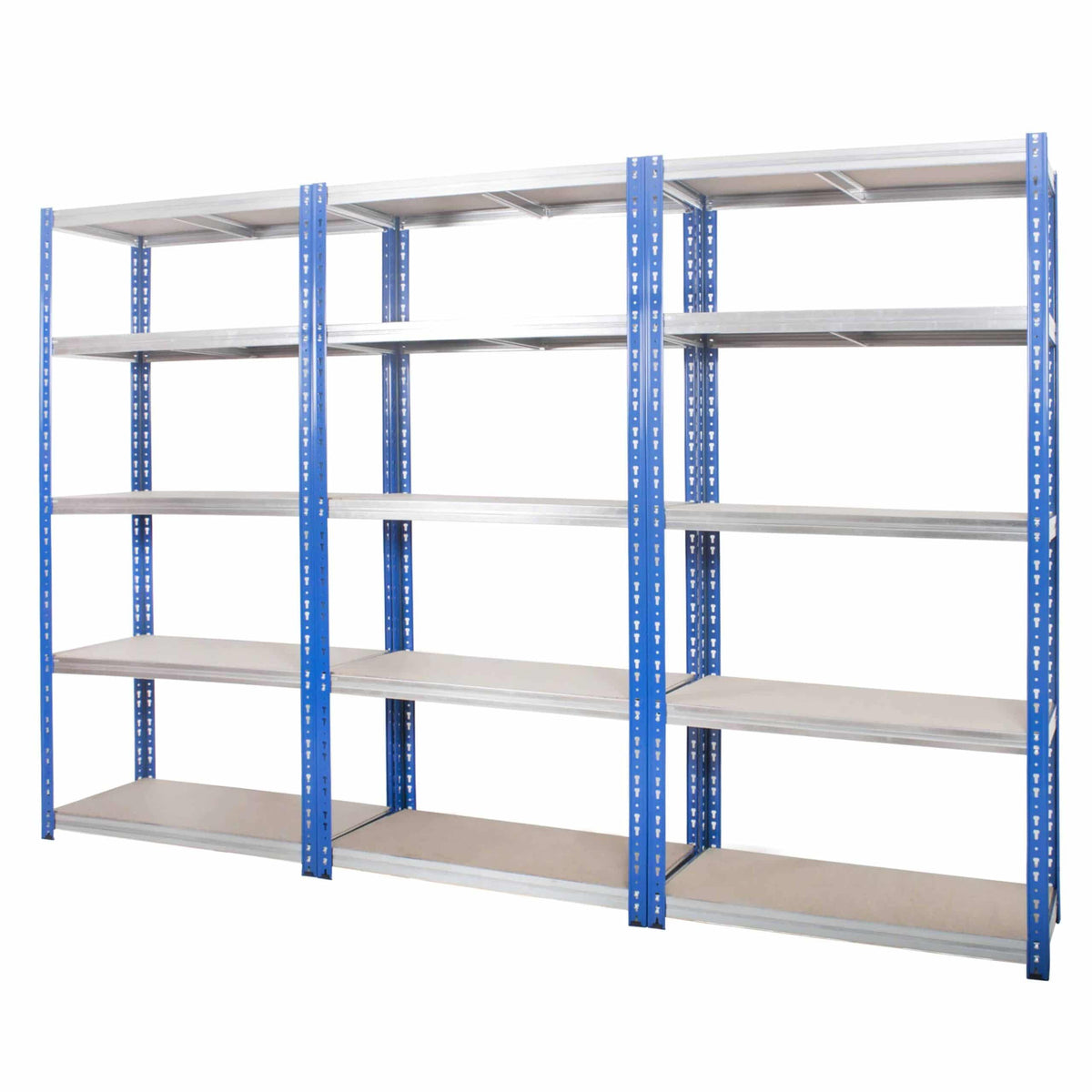Kwikrack boltless shelving three bay run