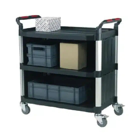 Large Enclosed Utility Tray Trolley with 3 Shelves