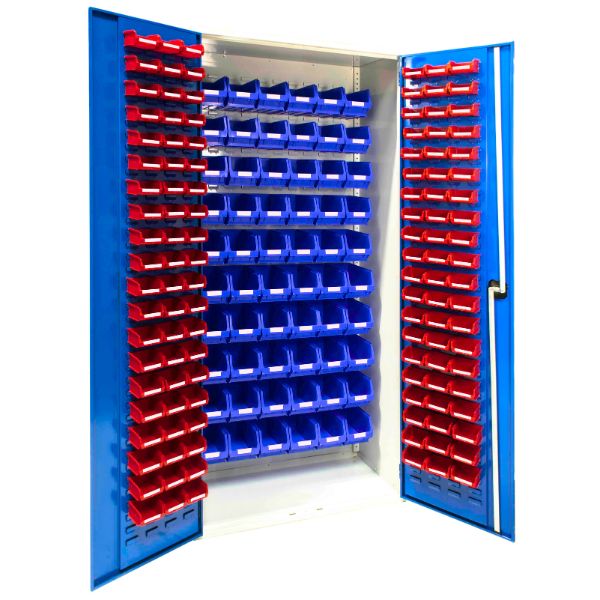 Louvred Panel Cabinet with 120 TC1 and 60 TC3 Bins