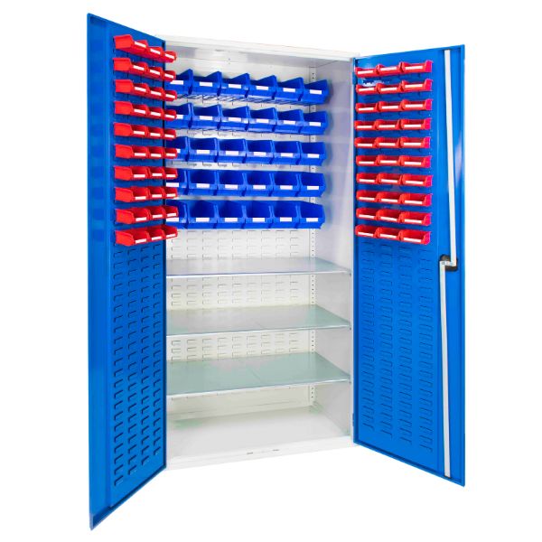 Louvred Panel Cabinet with 60 TC1 and 30 TC3 Bins
