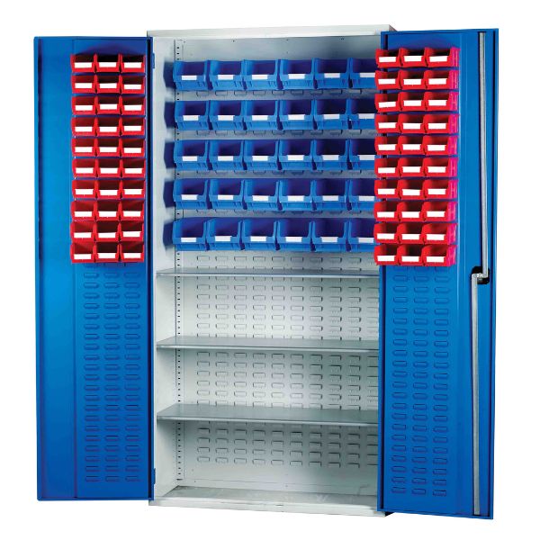 Louvred Panel Cabinet with 60 TC2 and 30 TC3 Bins