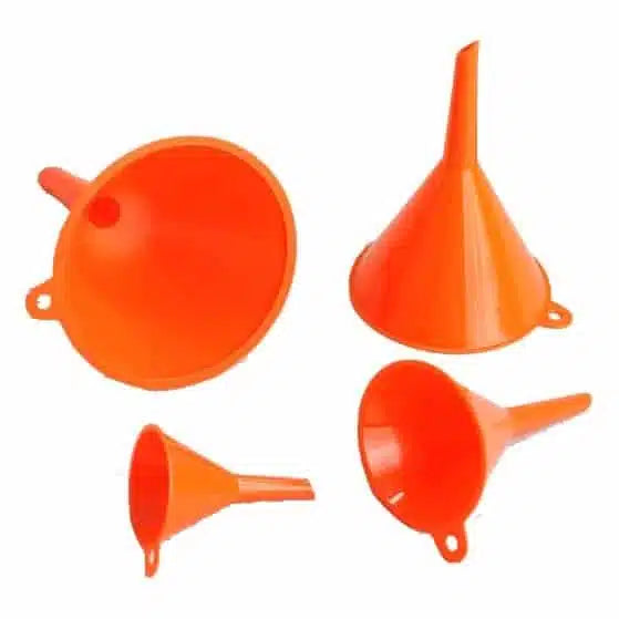 Four Medium Duty Plastic Funnels