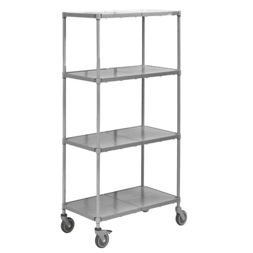 Mobile Plastic Plus Shelving 4 Tier Solid Bay 460mm Deep
