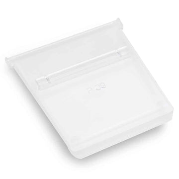White divider with a brand logo on a white background