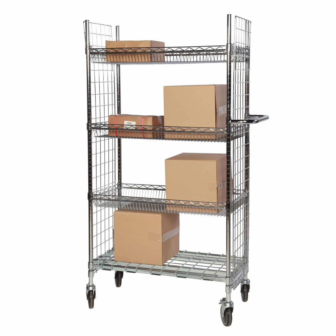Chrome Wire Cart With Basket Shelves