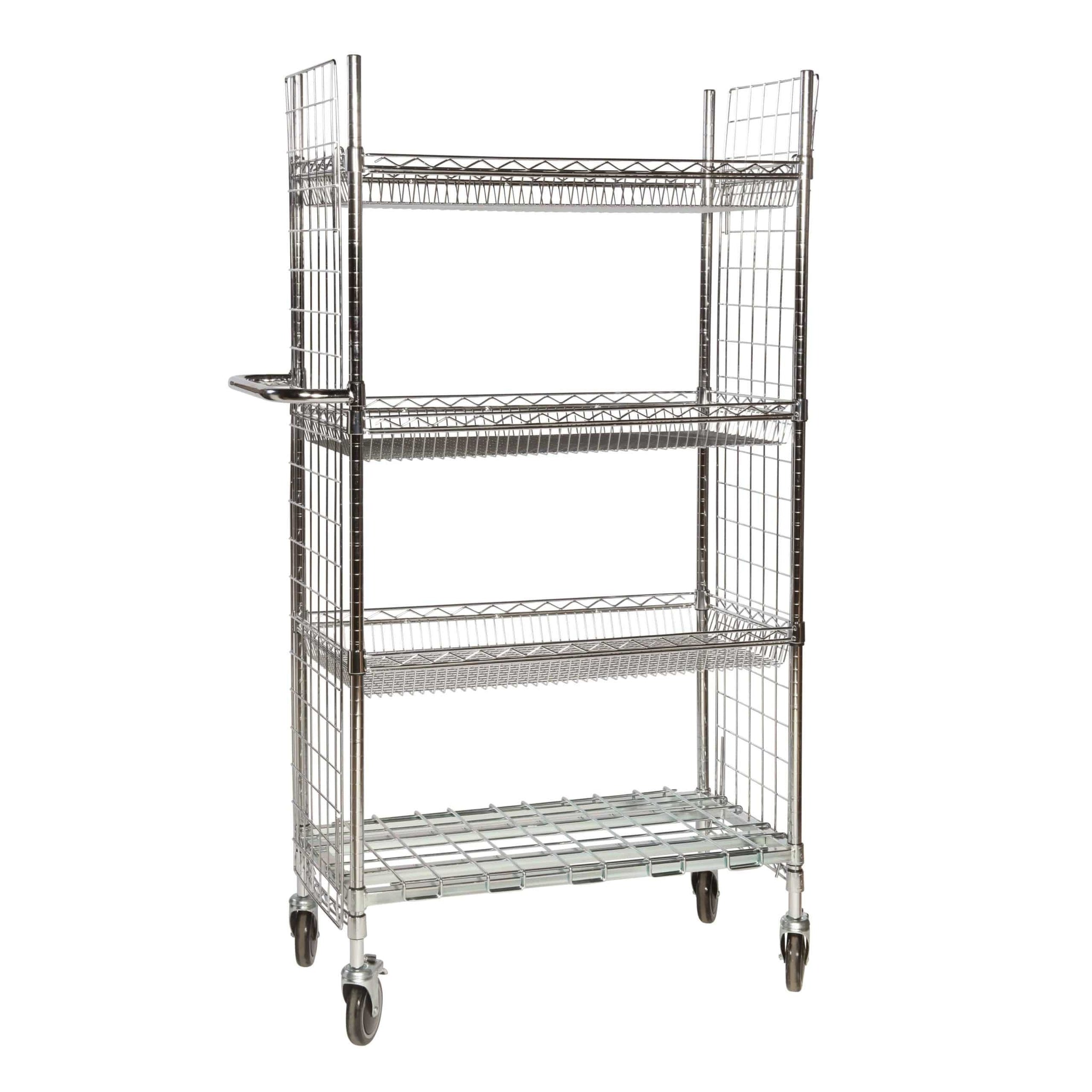 Chrome Wire Cart With Basket Shelves