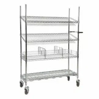Chrome Wire Cart With Two Sloping Shelves