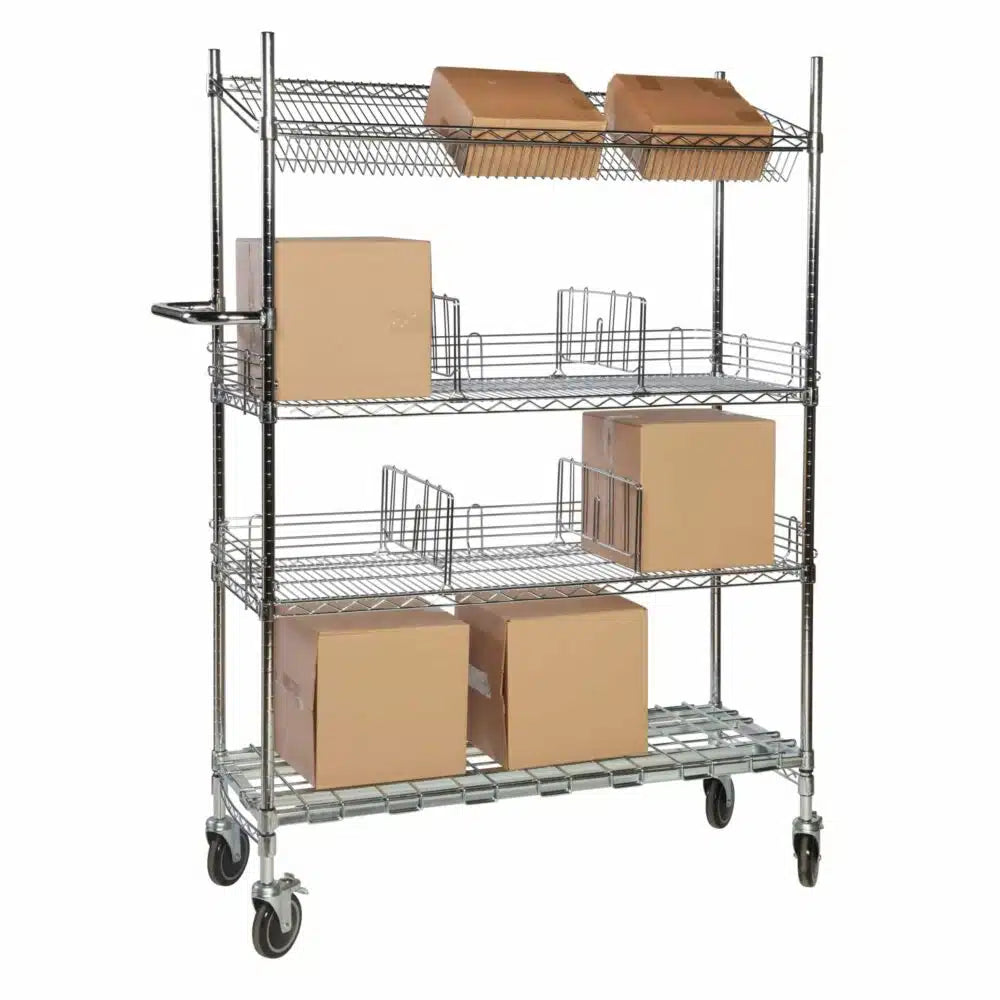 Chrome Wire Cart With Top Sloping Shelf