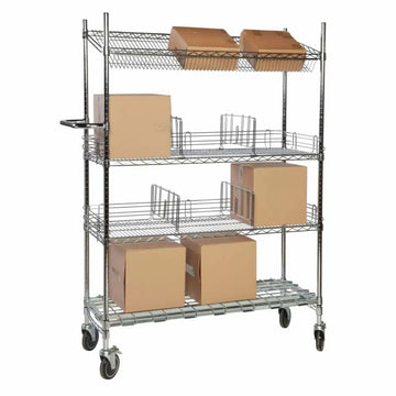 Chrome Wire Cart With Top Sloping Shelf