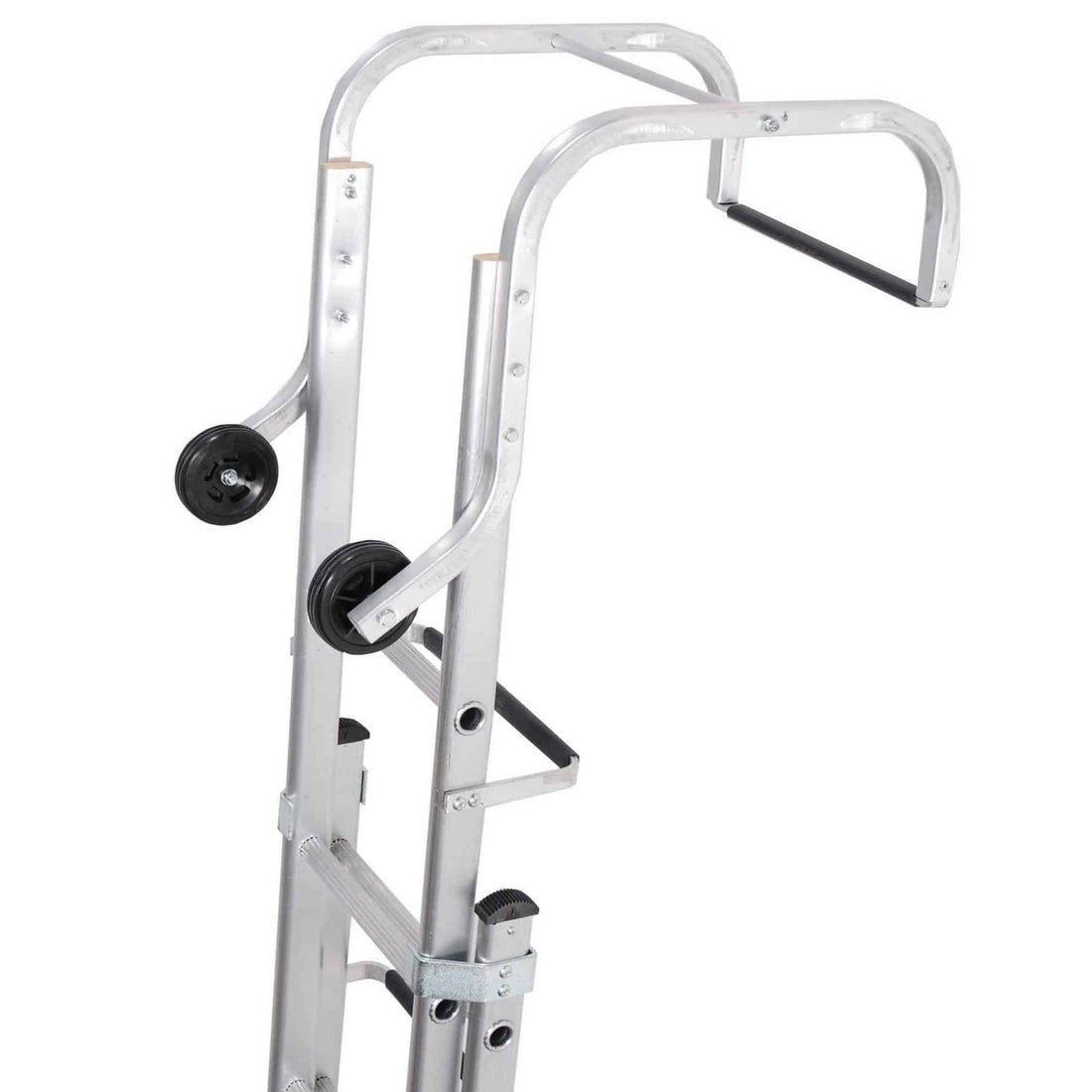 TB Davies ROOFER professional aluminium roof ladder with ridge hook and roof wheels